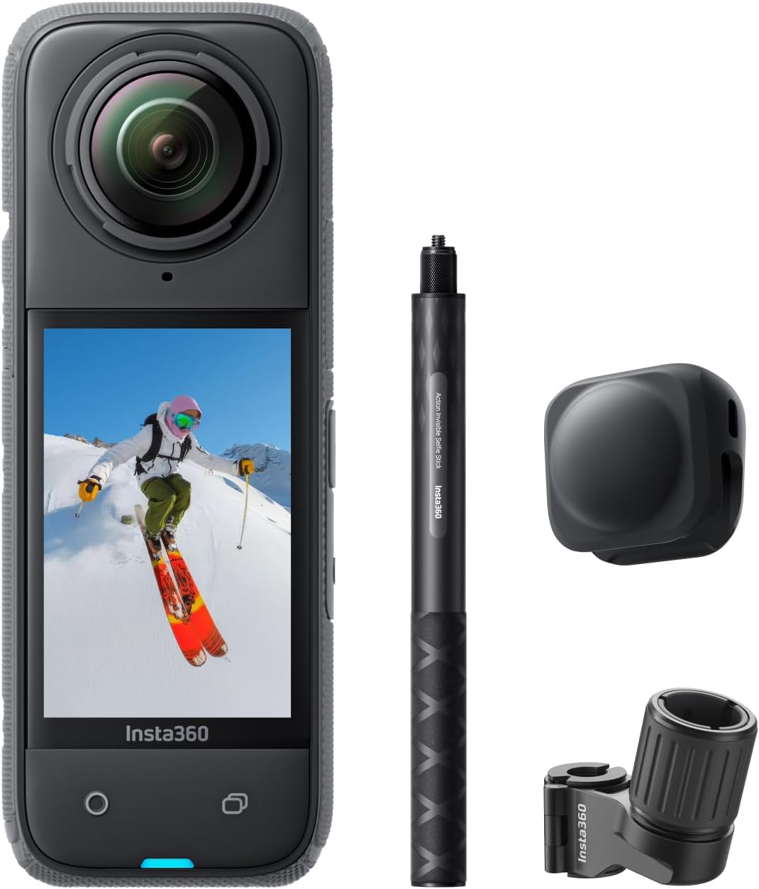 Insta360 X4 Standard Bundle - Waterproof 8K 360 Action Camera, 4K Wide-Angle Video, Invisible Selfie Stick Effect, Removable Lens Guards, 135 Min Battery Life, AI Editing, Stabilization
