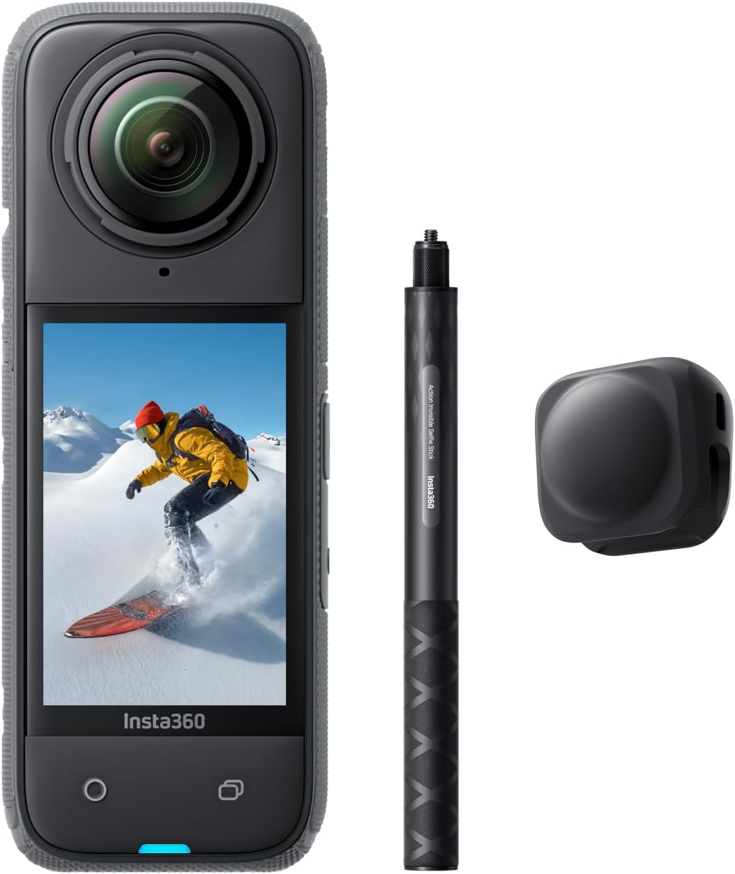 Insta360 X4 Standard Bundle - Waterproof 8K 360 Action Camera, 4K Wide-Angle Video, Invisible Selfie Stick Effect, Removable Lens Guards, 135 Min Battery Life, AI Editing, Stabilization