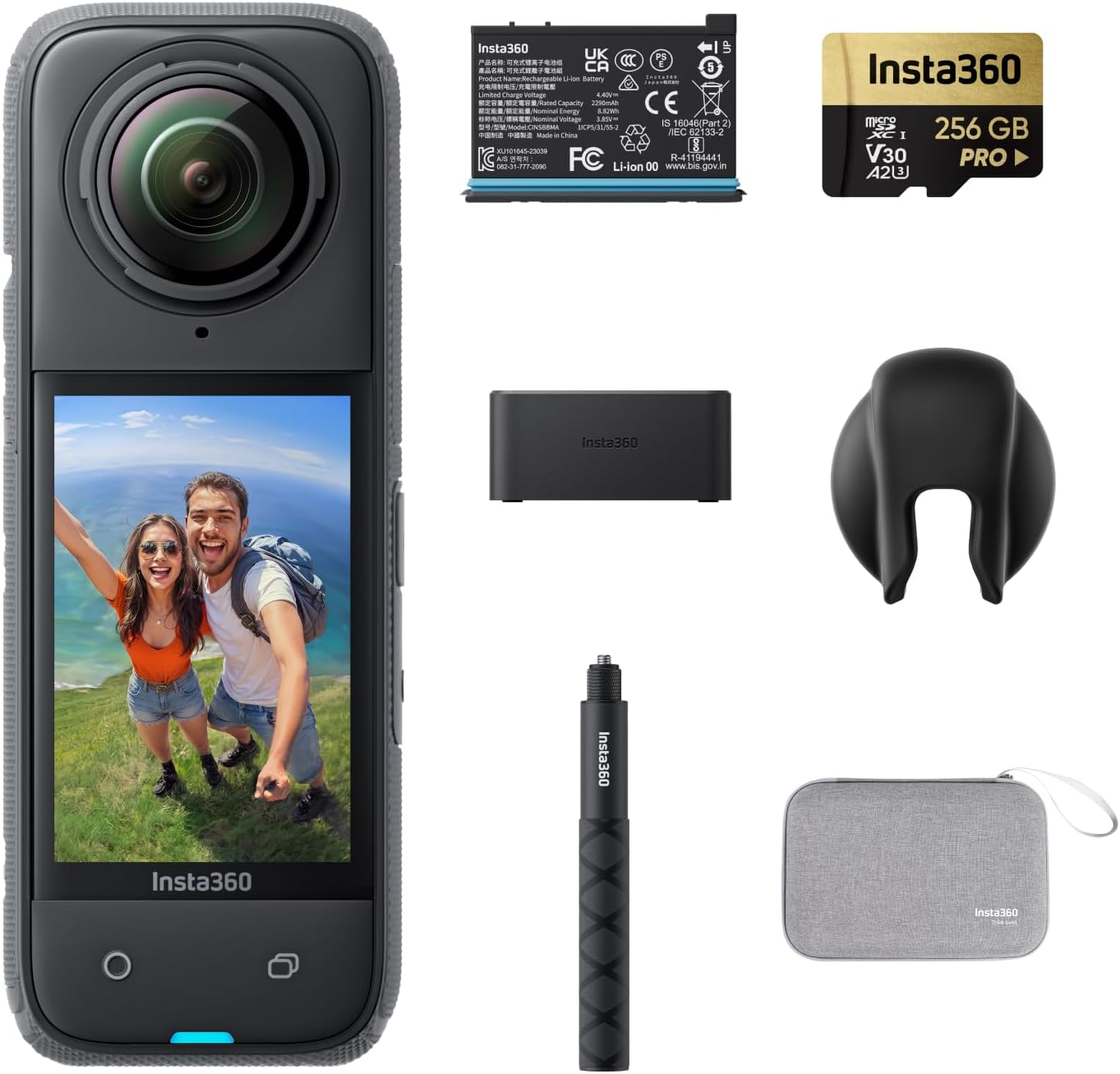 Insta360 X4 Standard Bundle - Waterproof 8K 360 Action Camera, 4K Wide-Angle Video, Invisible Selfie Stick Effect, Removable Lens Guards, 135 Min Battery Life, AI Editing, Stabilization